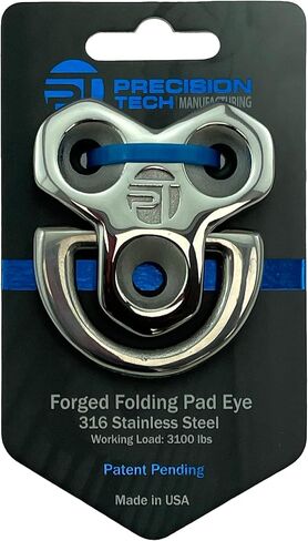 PT Folding Pad Eye D Ring Tie Down - 316 Stainless Steel Marine Grade - 1/4" (6mm) - Marine & Sailing Hardware in Saudi Arabia