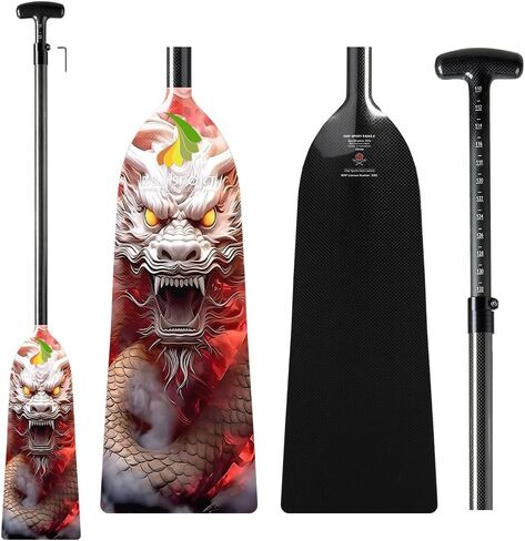 Z&J SPORT Adjustable Dragon Boat Paddle, IDBF Approved Carbon Fiber Paddle, Dragon Graphic Paddle with Adjuster for Dragon Boat Race with Adjustable T Handle in Kuwait