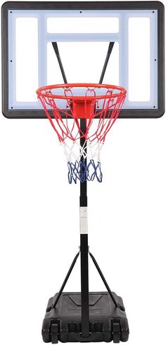 Basketball Hoop Backboard Stand System Portable Removeable Basketball Hoop & Goals Outdoor/Indoor Poolside Hoop Adjustable Height 1.15m-1.35m Basketball Set, Clear Backboard Black Stand in Saudi Arabia