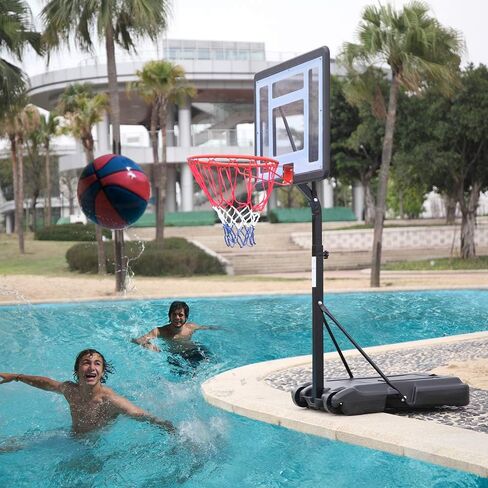 Basketball Hoop Backboard Stand System Portable Removeable Basketball Hoop & Goals Outdoor/Indoor Poolside Hoop Adjustable Height 1.15m-1.35m Basketball Set, Clear Backboard Black Stand in Saudi Arabia