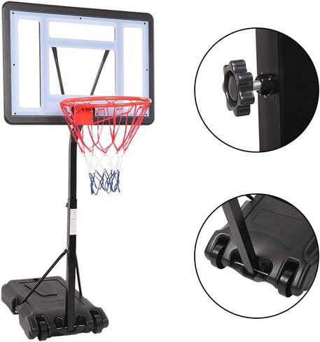 Basketball Hoop Backboard Stand System Portable Removeable Basketball Hoop & Goals Outdoor/Indoor Poolside Hoop Adjustable Height 1.15m-1.35m Basketball Set, Clear Backboard Black Stand in Saudi Arabia