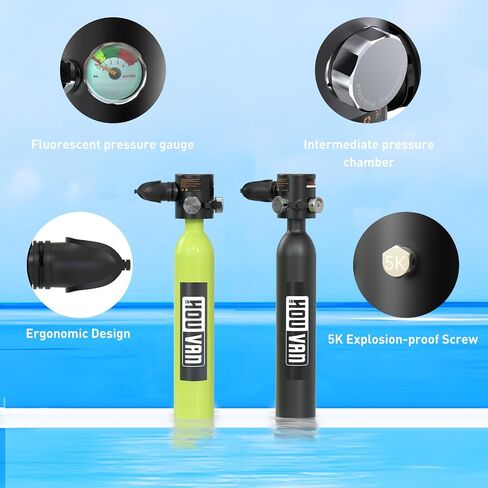 Mini Scuba Tank 0.5L Diving Tank with DOT Certification Recyclable Lung Tank Support 5-10 Minutes Backup Diving Air Tank Suit Pony Bottle for Underwater Exploration Rescue/Entertainment in Saudi Arabia