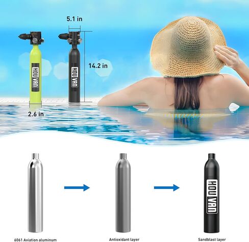 Mini Scuba Tank 0.5L Diving Tank with DOT Certification Recyclable Lung Tank Support 5-10 Minutes Backup Diving Air Tank Suit Pony Bottle for Underwater Exploration Rescue/Entertainment in Saudi Arabia