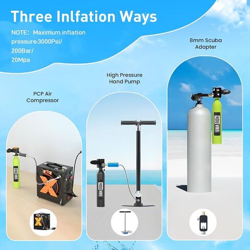 Mini Scuba Tank 0.5L Diving Tank with DOT Certification Recyclable Lung Tank Support 5-10 Minutes Backup Diving Air Tank Suit Pony Bottle for Underwater Exploration Rescue/Entertainment in Saudi Arabia