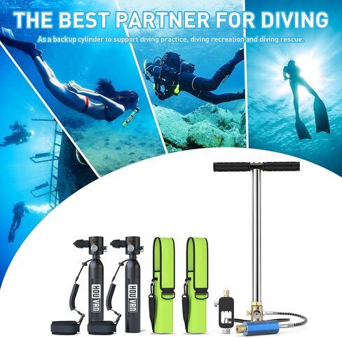 Mini Scuba Tank 0.5L Diving Tank with DOT Certification Recyclable Lung Tank Support 5-10 Minutes Backup Diving Air Tank Suit Pony Bottle for Underwater Exploration Rescue/Entertainment in Saudi Arabia