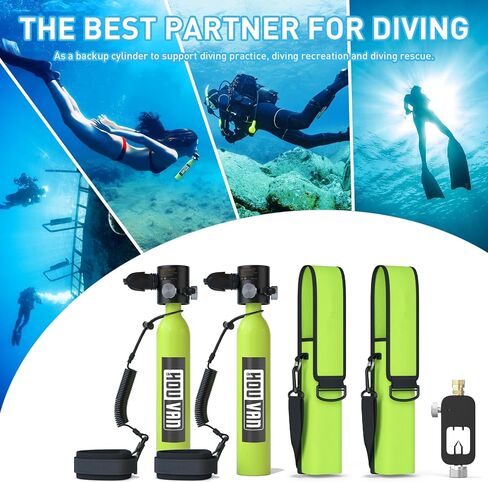 Mini Scuba Tank 0.5L Diving Tank with DOT Certification Recyclable Lung Tank Support 5-10 Minutes Backup Diving Air Tank Suit Pony Bottle for Underwater Exploration Rescue/Entertainment in Saudi Arabia