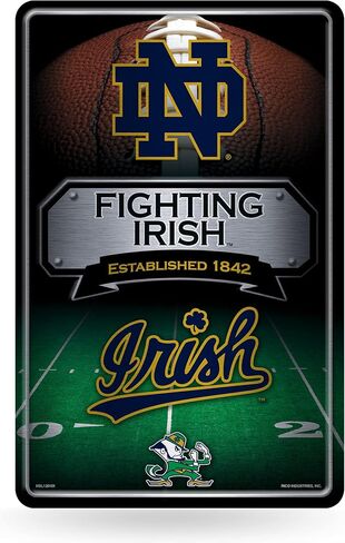 Rico Industries NCAA Notre Dame Fighting Irish - ND 11" x 17" Metal Home Décor Sign in Saudi Arabia
