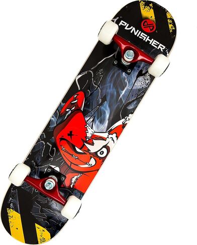 Punisher Boys Skateboard Complete with 31.5" x 7.75" Double Kick Concave Deck Canadian Maple ABEC-7 Bearings in Saudi Arabia