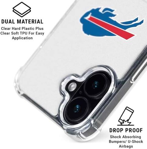 Skinit Clear Phone Case Compatible with iPhone 16 - Officially Licensed NFL Buffalo Bills Black & White Design in Saudi Arabia