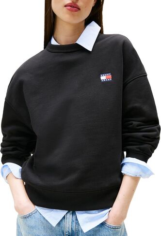 Tommy Jeans Women's Medium Weight Pullover Crewneck with Embroidered Flag Logo in Saudi Arabia