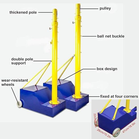 Volleyball Poles for Backyard, Mobile Badminton Net Frame,Volleyball Pole with Volleyball Net/Badminton Net Poles,Adjustable 4 Heights,with Wheels and Net~/ in Saudi Arabia