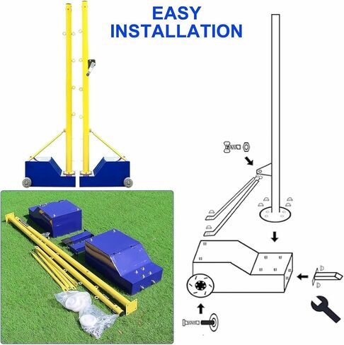 Volleyball Poles for Backyard, Mobile Badminton Net Frame,Volleyball Pole with Volleyball Net/Badminton Net Poles,Adjustable 4 Heights,with Wheels and Net~/ in Saudi Arabia