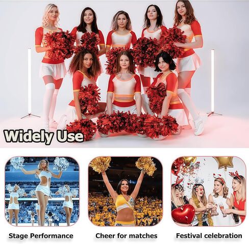 3PCS Cheerleading Pom Poms with Baton Handle for Team Spirit Sports Dance Cheering Kids Adults in Saudi Arabia