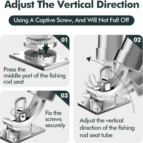 حامل قضيب لقارب الصيد، 2 عبوة من الفولاذ المقاوم للصدأ 316 360 درجة قابل للتعديل على سطح السفينة حامل عمود قضيب الصيد لليخوت البحرية in Kuwait