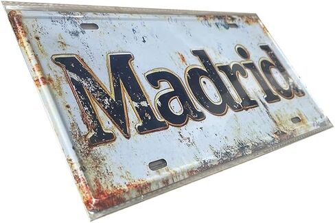 Madrid Vintage Metal Sign – 30x15cm Rustic City Wall Plaque for Bar, Pub, Garage, Man Cave, Home Decor in Saudi Arabia