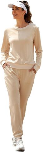 Totatuit بدلات المسار للنساء مجموعة بدلات رياضية قطيفة 2 قطعة ملابس الركض ملابس رياضية مخملية مع جيوب in Kuwait