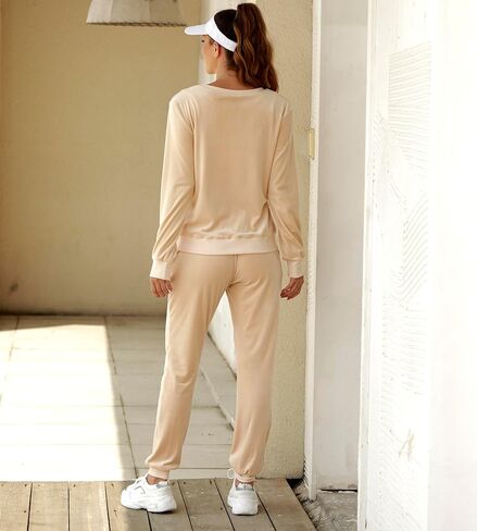 Totatuit بدلات المسار للنساء مجموعة بدلات رياضية قطيفة 2 قطعة ملابس الركض ملابس رياضية مخملية مع جيوب in Kuwait