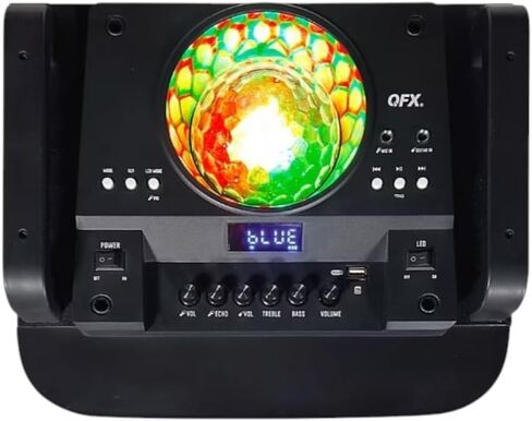 مكبر صوت QFX PBX-1260 مزدوج للحفلات مقاس 12 بوصة مزود ببطارية قابلة لإعادة الشحن ومصابيح LED وميكروفون ومدخل USB وAUX وراديو FM وتحكم ثلاثي الجهير والصدى وعمر البطارية 6-8 ساعات (متجدد) in Saudi Arabia