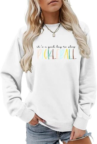 Pickleball Sweatshirt for Women Pickleball Graphic Shirts Casual Long Sleeve Top Tee Pickleball Player Lover Pullover in Saudi Arabia