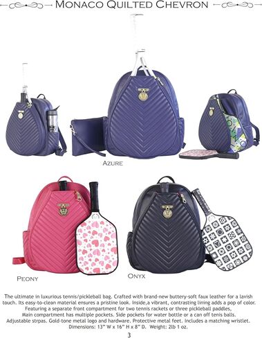 Court Couture Monaco Chevron Onyx Tennis/Pickleball Backpack in Saudi Arabia