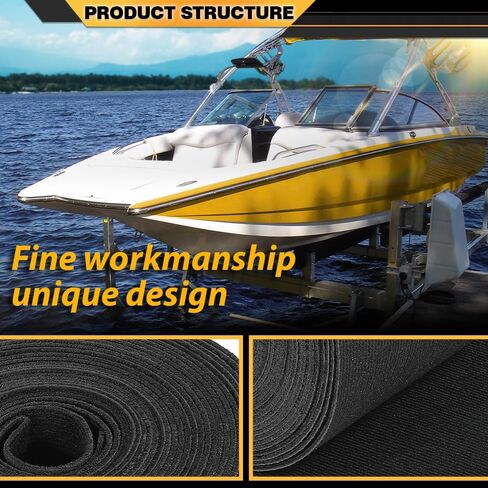 12" x 100ft Outdoor Boat Trailer Bunk Carpet for Boat Trailer Runner Decks Patios Boat Docks Porches, Black Roll Marine Carpet, Replacement Parts Ribbed Double Carpet in Saudi Arabia