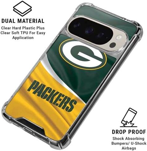 Skinit Clear Phone Case Compatible with Pixel 9/9 Pro - Officially Licensed NFL Green Bay Packers Design in Saudi Arabia