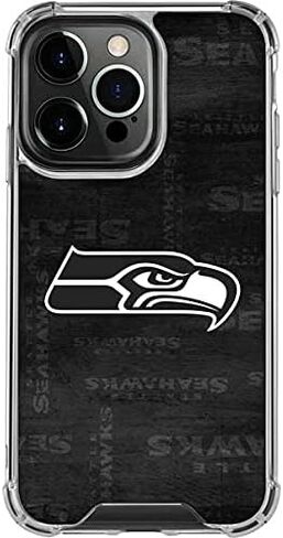 حافظة هاتف Skinit الشفافة متوافقة مع iPhone 13 Pro - تصميم أسود وأبيض مرخص رسميًا من NFL Seattle Seahawks in Saudi Arabia