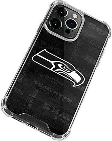 حافظة هاتف Skinit الشفافة متوافقة مع iPhone 13 Pro - تصميم أسود وأبيض مرخص رسميًا من NFL Seattle Seahawks in Saudi Arabia