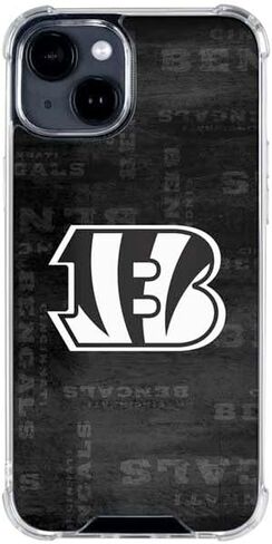 Skinit Clear Phone Case Compatible with iPhone 15 - Officially Licensed NFL Cincinnati Bengals Black & White Design in Saudi Arabia