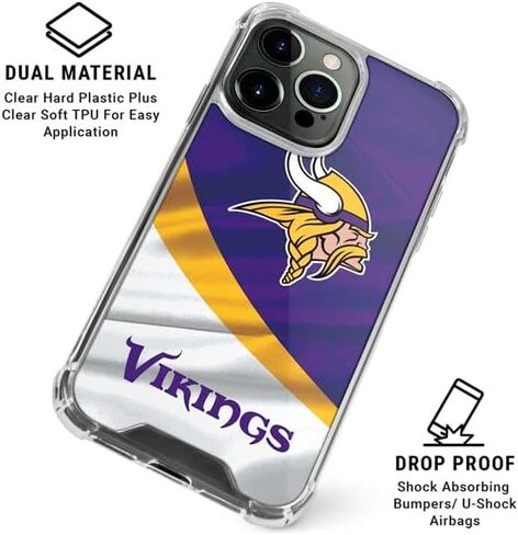Skinit Clear Phone Case Compatible with iPhone 16 Pro - Officially Licensed NFL Minnesota Vikings Design in Saudi Arabia