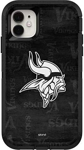 Skinit Decal Skin Compatible with OtterBox Defender iPhone 11 Case - Officially Licensed NFL Minnesota Vikings Black & White Design in Saudi Arabia