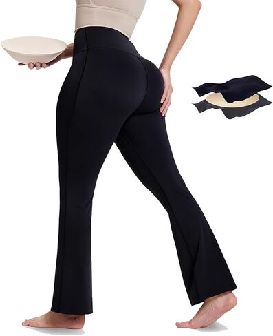 Butt Lifting Pads Flared Pants for Women with a Sculpting Hip Enhancer | 3-in-1 Tummy Control Shapewear Yoga Pants in Kuwait