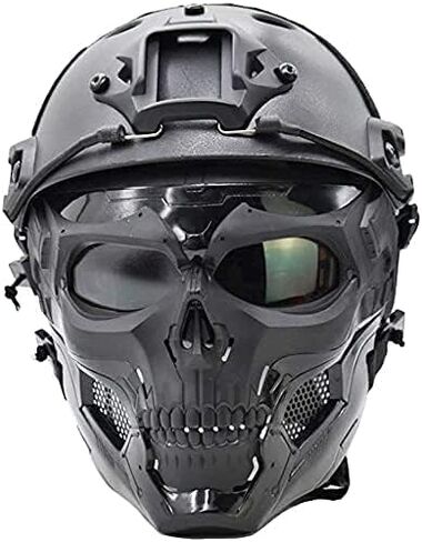 خوذة PJ التكتيكية السريعة مع قناع Airsoft قابل للتعديل، قناع جمجمة لكامل الوجه، مناسب لكرة الطلاء Airsoft، والهالوين، ولعب الأدوار، والحفلات التنكرية ودعائم الأفلام in Kuwait