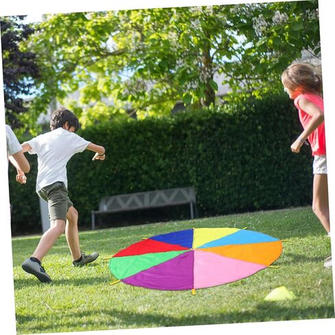 Multicolored Rainbow Parachute with Handles for Team Sports Outdoor Games Lightweight Parachute for Fine Motor Skills Development and Cooperative Play in Saudi Arabia