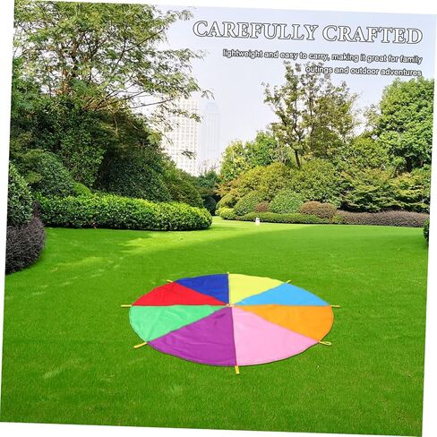 Multicolored Rainbow Parachute with Handles for Team Sports Outdoor Games Lightweight Parachute for Fine Motor Skills Development and Cooperative Play in Saudi Arabia