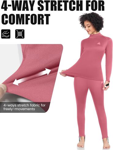 Womens Fleece Thermal Underwear Sets Warm Base Layers Long Johns for Skiing Hiking in Saudi Arabia