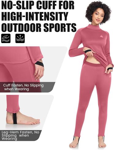 Womens Fleece Thermal Underwear Sets Warm Base Layers Long Johns for Skiing Hiking in Saudi Arabia