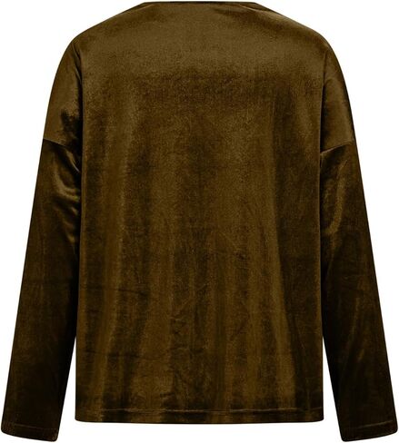 Fall Winter Velvet Tops for Women 2026 Fashion Cowl Neck Shirts Casual Long Sleeve Solid Color Blouses Loose T-Shirts in Saudi Arabia
