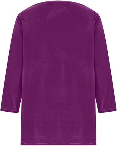 Trendy Velvet Tops for Women 3/4 Sleeve Cowl Neck Shirts Fall Winter Casual Solid Color Blouses Comfy Loose Fit Tees in Saudi Arabia