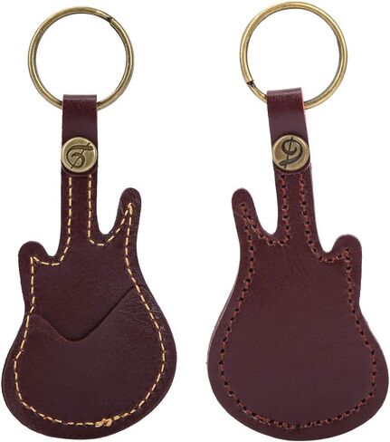 Guitar Pick Bag, Portable Leather Brass Guitar Pick Sleeve Holder Including Pick Accessories (Brown) in Saudi Arabia