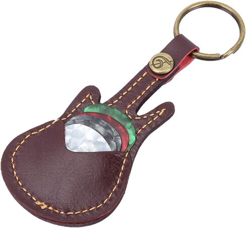 Guitar Pick Bag, Portable Leather Brass Guitar Pick Sleeve Holder Including Pick Accessories (Brown) in Saudi Arabia
