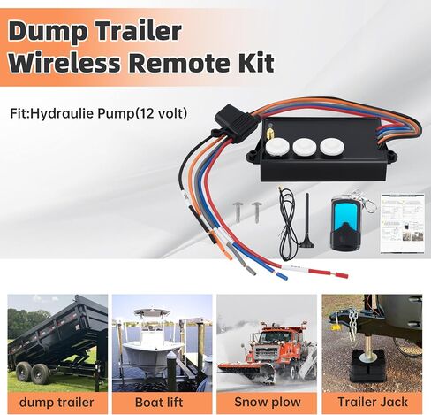G3-H01 Wireless Dump Trailer Remote Control Kit, 12 Volt Hydraulic Pump Lift Winch Controller with 50-100ft Range, Low Voltage Protection, Easy Installation for Dump Trailers, Boat Lifts, Snow Plows. in Saudi Arabia