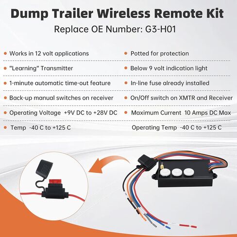 G3-H01 Wireless Dump Trailer Remote Control Kit, 12 Volt Hydraulic Pump Lift Winch Controller with 50-100ft Range, Low Voltage Protection, Easy Installation for Dump Trailers, Boat Lifts, Snow Plows. in Saudi Arabia