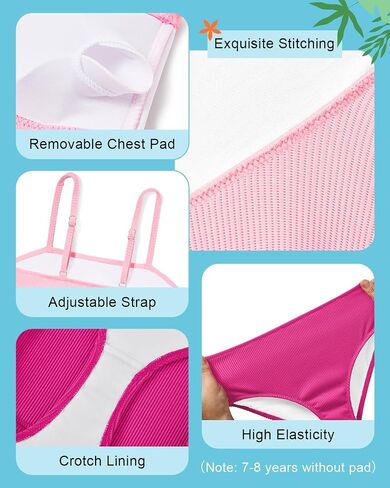 Century Star Cute Swimsuits for Teen Girls Bikini 2 Pieces Adjustable Strap Bathing Suits Ruffled Swimwear 7-14 Years in Saudi Arabia