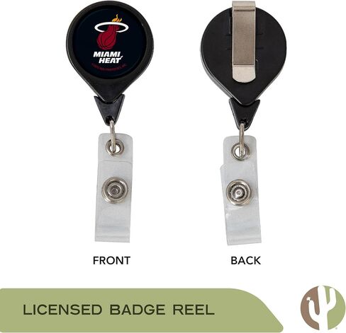 Desert Cactus Miami Heat Retractable Badge Holder NBA ID Reel with Ticket Clip for Lanyard, Work, School & Office Access (Design C) in Saudi Arabia