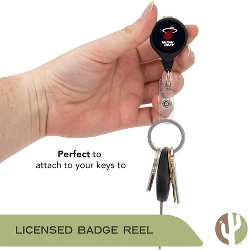 Desert Cactus Miami Heat Retractable Badge Holder NBA ID Reel with Ticket Clip for Lanyard, Work, School & Office Access (Design C) in Saudi Arabia