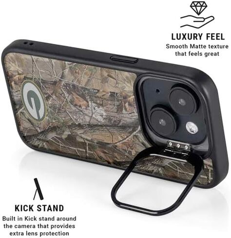 حافظة هاتف Skinit Kickstand متوافقة مع iPhone 13 - مرخصة رسميًا من NFL Green Bay Packers Realtree AP Camo Design in Saudi Arabia