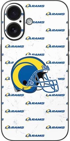 ملصق هاتف Skinit متوافق مع iPhone 16 - تصميم شعار أبيض مرخص رسميًا من NFL Los Angeles Rams in Saudi Arabia