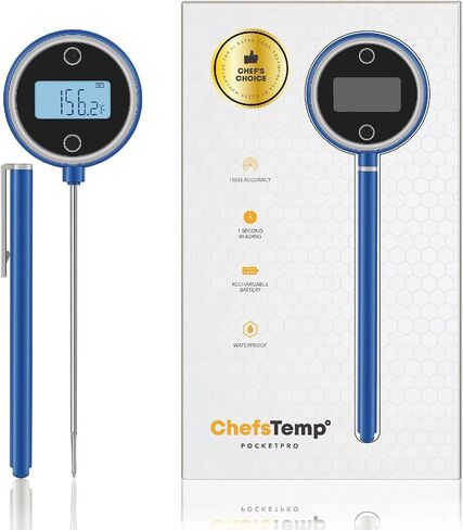 Pocket Pro 1-Second Instant Read Meat Thermometer, Rechargeable Digital Thermometer for Grilling, Food, BBQ, Kitchen Cooking, Oil Deep Frying & Candy (Nobility Blue) in Saudi Arabia