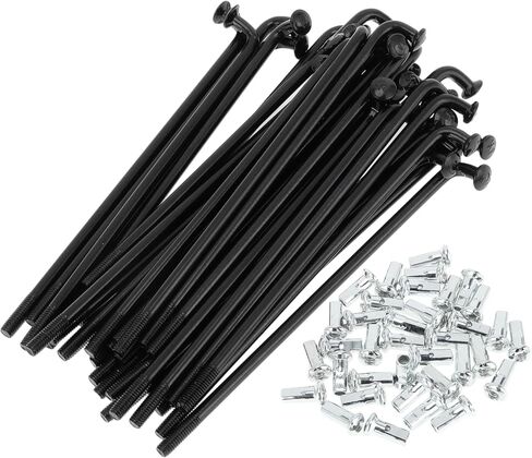 1 Set Universal Bicycle Spokes 12G 82mm Length Bike Wheel Spokes Nipple Black Carbon Steel in Saudi Arabia